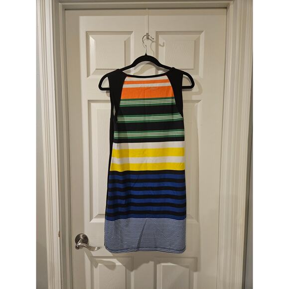 Desigual Striped Butterfly Dress Large Rainbow Embroidered Sleeveless Multicolor - Picture 8 of 9